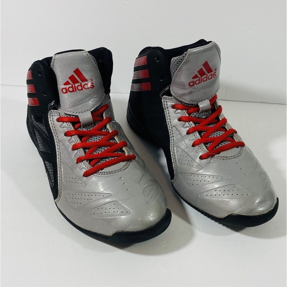 Adidas Next Level Speed 2 K Mid-Cut Basketball Shoes Boys Size 5.5 Silver Red